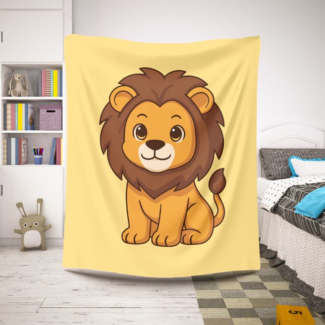 Cute Cartoon Lion on Yellow Sherpadecke (Von Creator hochgeladen)