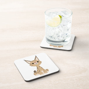 Cute Cartoon Lynx Coasters Set Getränkeuntersetzer