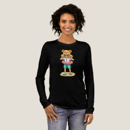 Cute Cartoon Man with Giant Teddy Bear Summer Fun Tri-Blend Shirt