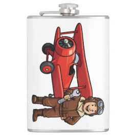 Cute Cartoon Mechanic with Red Car Illustration Flachmann