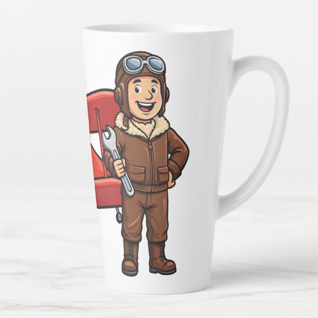 Cute Cartoon Mechanic with Red Car Illustration Milchtasse (Rechts)