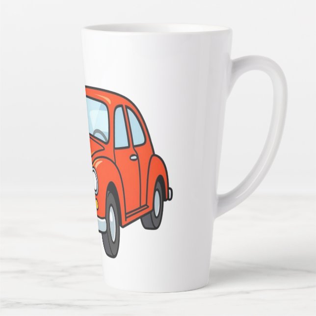 Cute Cartoon Mechanic with Red Car Illustration Milchtasse (Rechts)