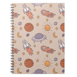Cute Cartoon Outer Space Seamless Pattern Design Notizblock