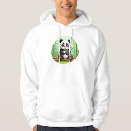 Cute Cartoon Panda on Bamboo Patch Hoodie