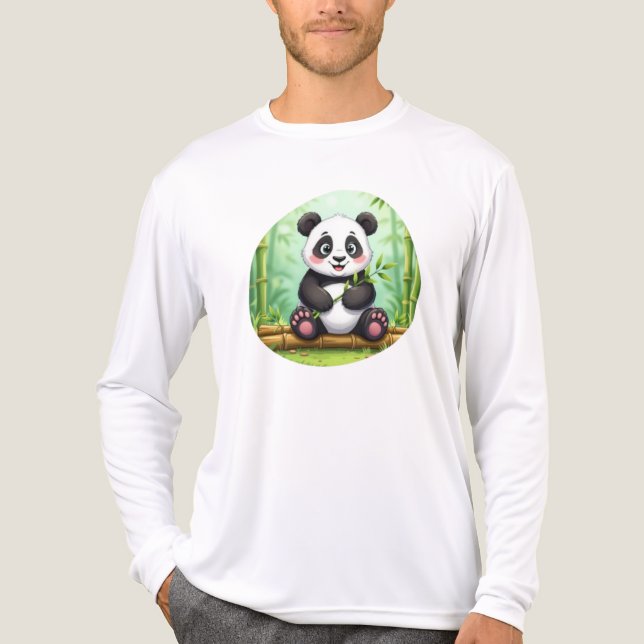 Cute Cartoon Panda on Bamboo Patch Tri-Blend Shirt (Vorderseite)