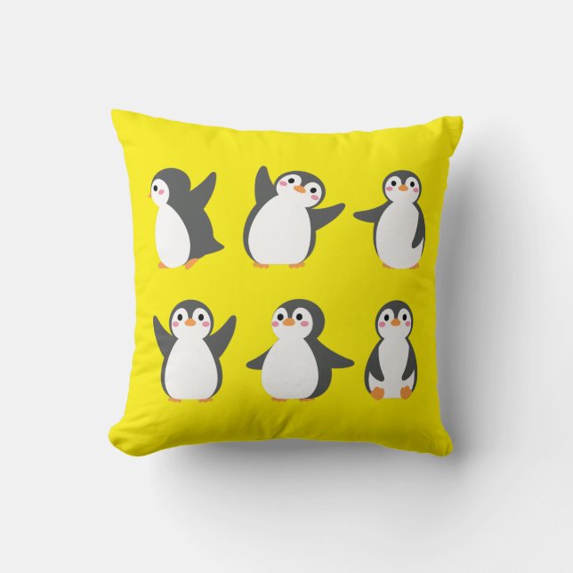 Cute Cartoon Penguins Kissen (Vorderseite)