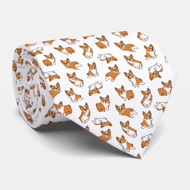 cute cartoon pet dog corgis pattern krawatte (Gerollt)