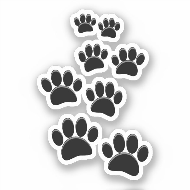 Cute Cartoon Pet Paw Trail Black Aufkleber (Vorderseite)