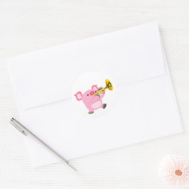 Cute Cartoon Pig Playing Trumpet Sticker
