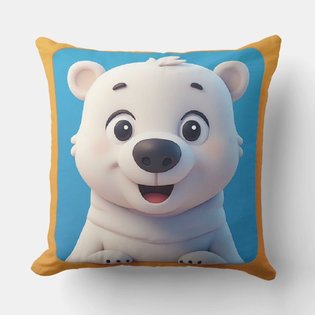 Cute Cartoon Polar Bear Character  Kissen (Vorderseite)
