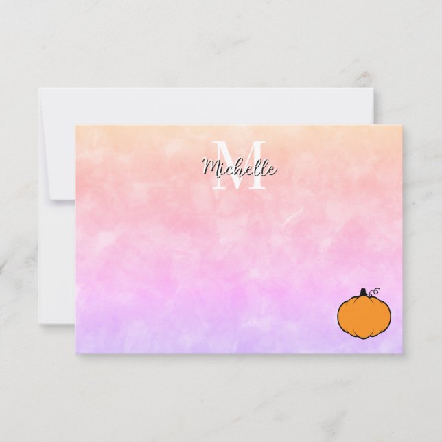 Cute Cartoon Pumpkin Colorful Watercolor Mitteilungskarte (Vorderseite)