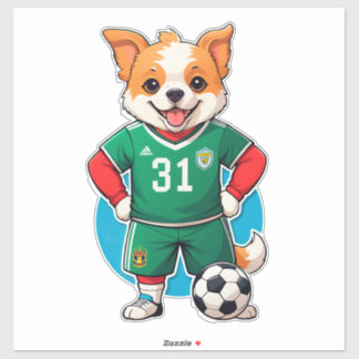 Cute Cartoon Puppy Soccer Player Aufkleber