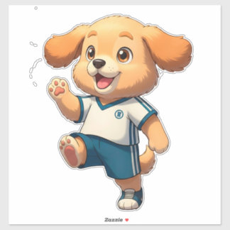 Cute Cartoon Puppy Soccer Player Aufkleber
