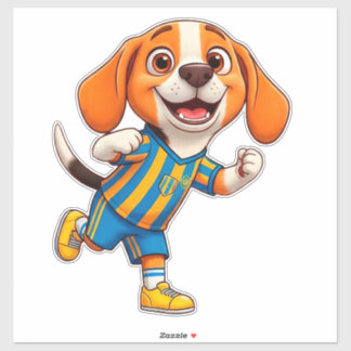 Cute Cartoon Puppy Soccer Player Aufkleber