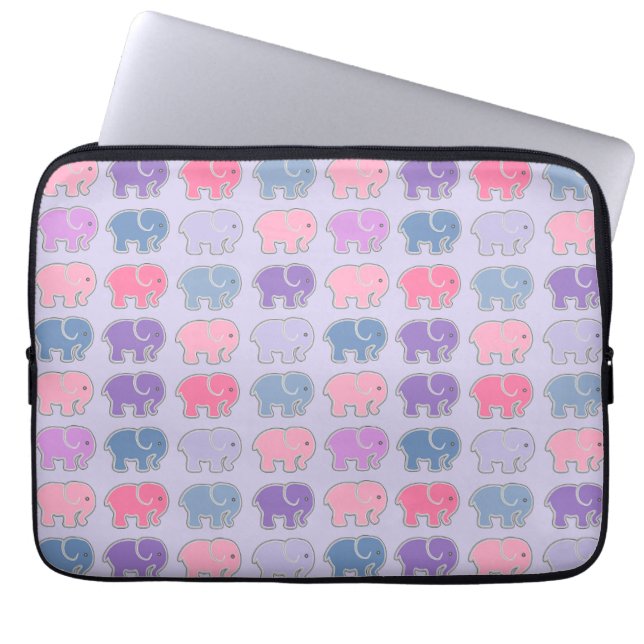 Cute Cartoon Purple Elephant Pattern Laptopschutzhülle (Vorderseite)