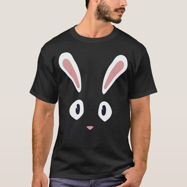Cute Cartoon Rabbit Face Easter Bunny Costume T-Shirt (Vorderseite)