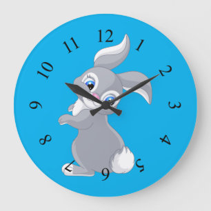 Cute Cartoon Rabbit Große Wanduhr