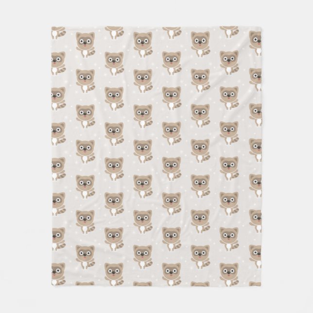Cute Cartoon Raccoons Winter Pattern Fleecedecke (Vorderseite)