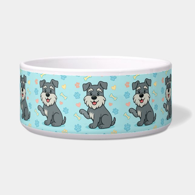 Cute Cartoon Schnauzer Personalize Bowl Napf (Vorderseite)