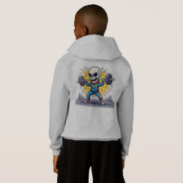 “Cute Cartoon Skeleton Weightlifter • Funny Gym Ba Hoodie
