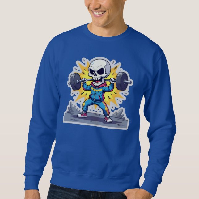 “Cute Cartoon Skeleton Weightlifter • Funny Gym Ba Sweatshirt (Vorderseite)