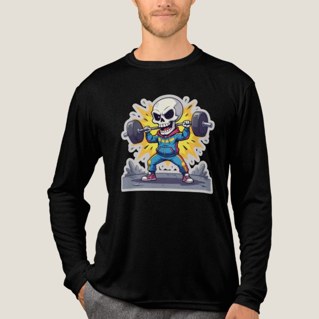 “Cute Cartoon Skeleton Weightlifter • Funny Gym Ba Tri-Blend Shirt (Vorderseite)