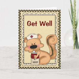 Cute Cartoon Squirrel Get Well Card Karte