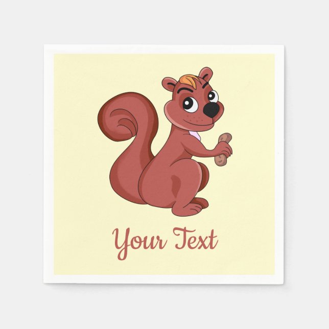 Cute cartoon squirrel with a peanut  napkins serviette (Vorderseite)