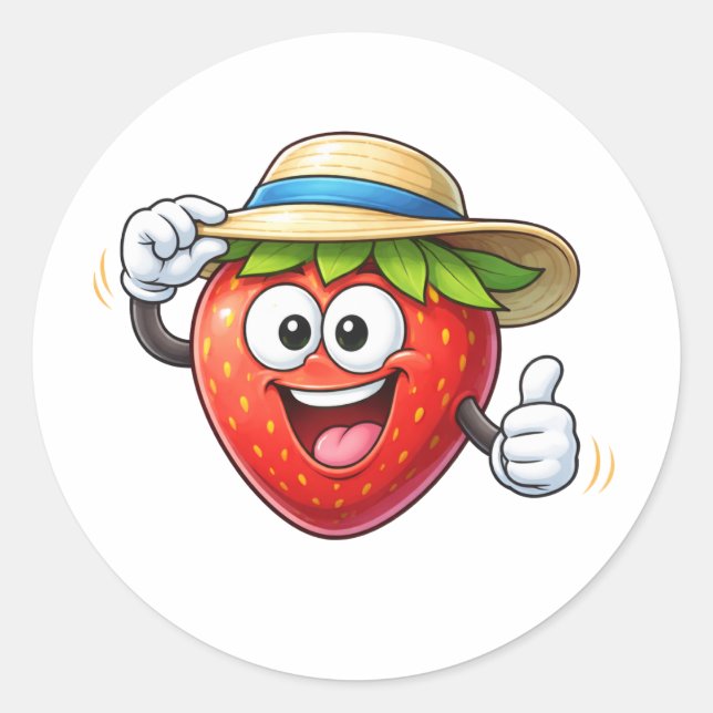 Cute Cartoon Strawberry With Hat Sticker (Vorderseite)