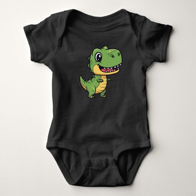 Cute Cartoon T-Rex Dinosaur Baby Bodysuit Strampler (Vorderseite)