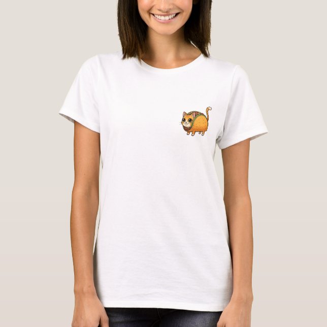 Cute Cartoon Taco Cat Hybrid Illustration T-Shirt (Vorderseite)