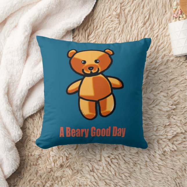 Cute Cartoon Teddy Bear Pun Illustration Kissen (Decke)