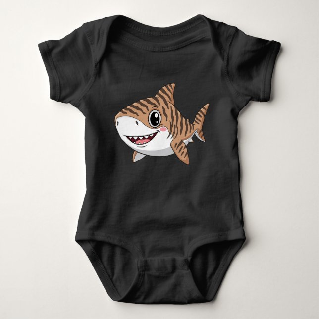 Cute Cartoon Tiger Shark Baby Bodysuit Baby Strampler (Vorderseite)