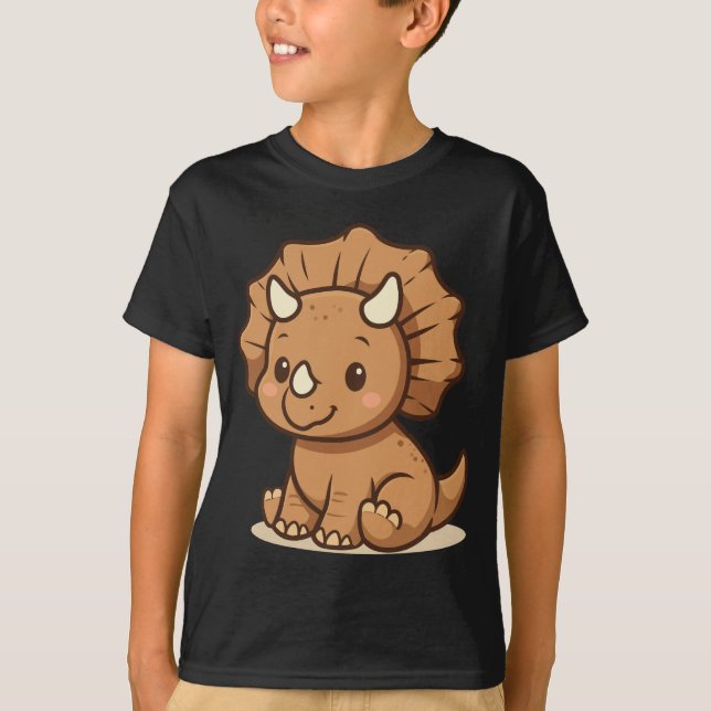 Cute Cartoon Triceratops Kids' T-Shirt  (Vorderseite)