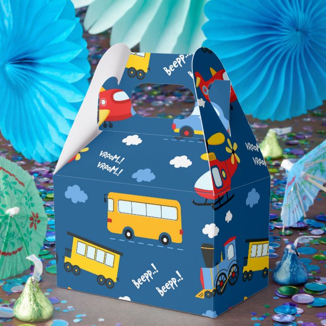 Cute Cartoon Vehicles Pattern  Geschenkschachtel (Party)