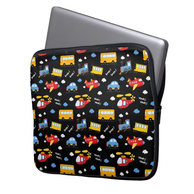 Cute Cartoon Vehicles Pattern  Laptopschutzhülle (Vorderseite Links)