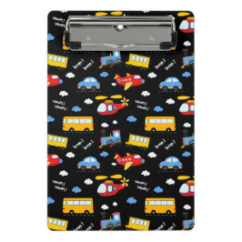 Cute Cartoon Vehicles Pattern  Mini Klemmbrett