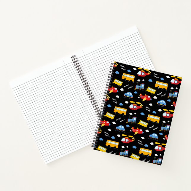 Cute Cartoon Vehicles Pattern  Notizbuch (Innenseite)
