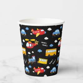 Cute Cartoon Vehicles Pattern  Pappbecher