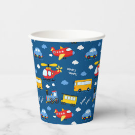 Cute Cartoon Vehicles Pattern  Pappbecher