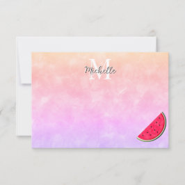 Cute Cartoon Watermelon Watercolor Personalized Mitteilungskarte