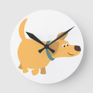Cute Cartoon Yellow Labrador Wall Clock Runde Wanduhr