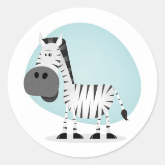 Cute Cartoon Zebra Runder Aufkleber