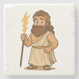 Cute Cartoon Zeus – Greek Mythology God of Thunder Steinuntersetzer