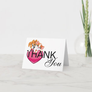 Cute Cat and Dog Blank or Thank You Note Card Dankeskarte