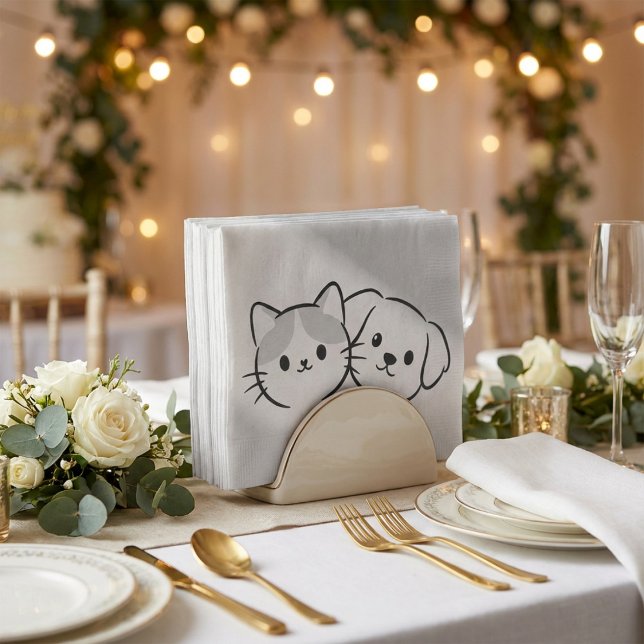 Cute Cat and Dog Friends Rustic Seidenpapier (Von Creator hochgeladen)