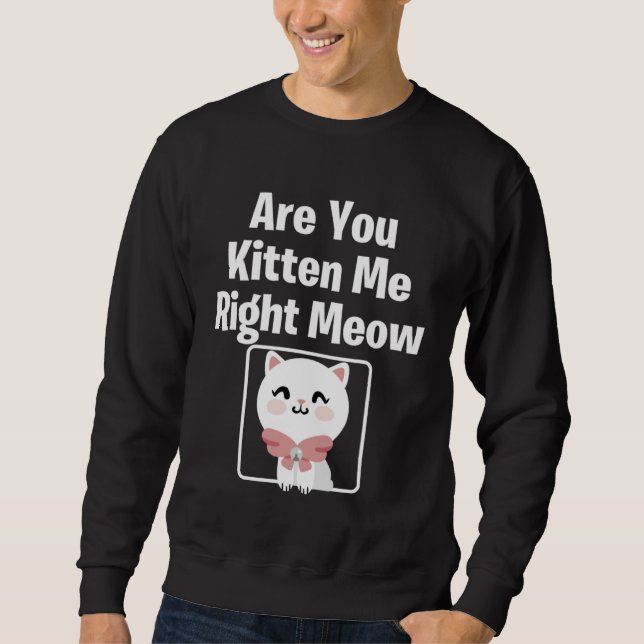 Cute  Cat Are You Kitten Me Right Meow Cat Sweatshirt (Vorderseite)