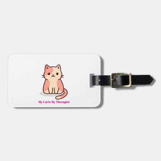 Cute Cat Art Luggage Tags Gepäckanhänger (Vorderseite horizontal)