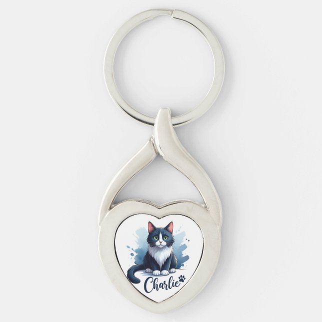 Cute Cat Artwork Keychain – Gift for Cat Lovers Schlüsselanhänger (Vorderseite)