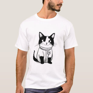 Cute Cat Black White T-Shirt